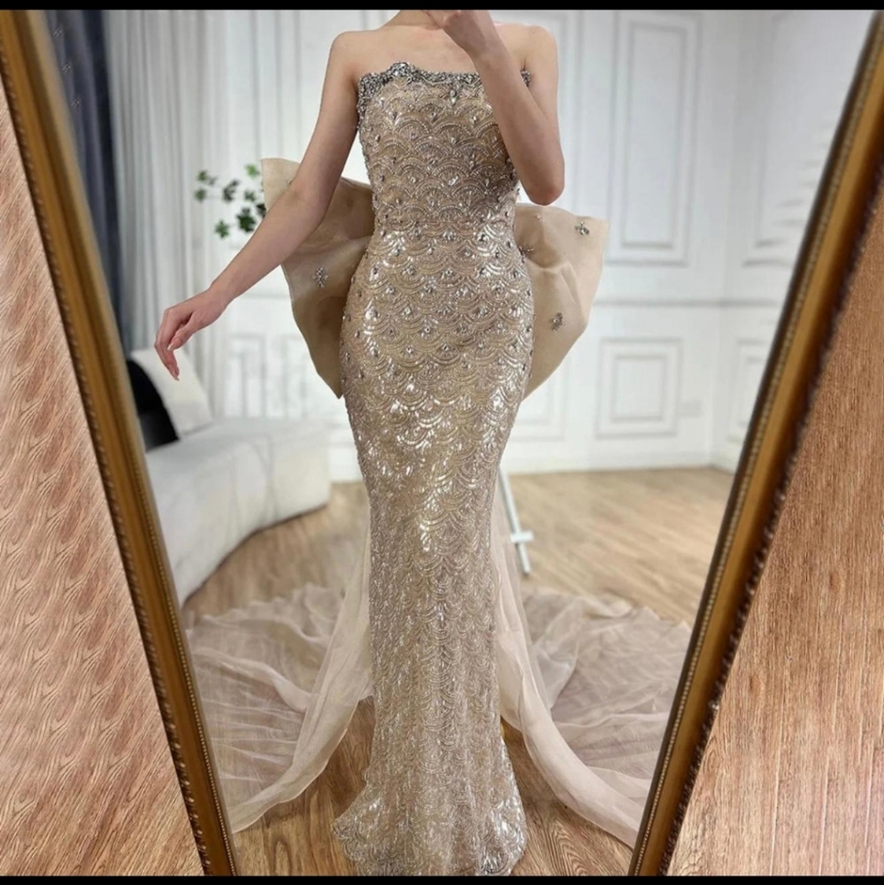 Elegant Gold Strapless Gown